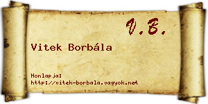 Vitek Borbála névjegykártya